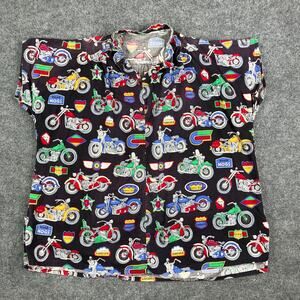 Road Rags Button-Up Shirt Mens XXLarge Black Motorcycle Graphic Short Sleeve